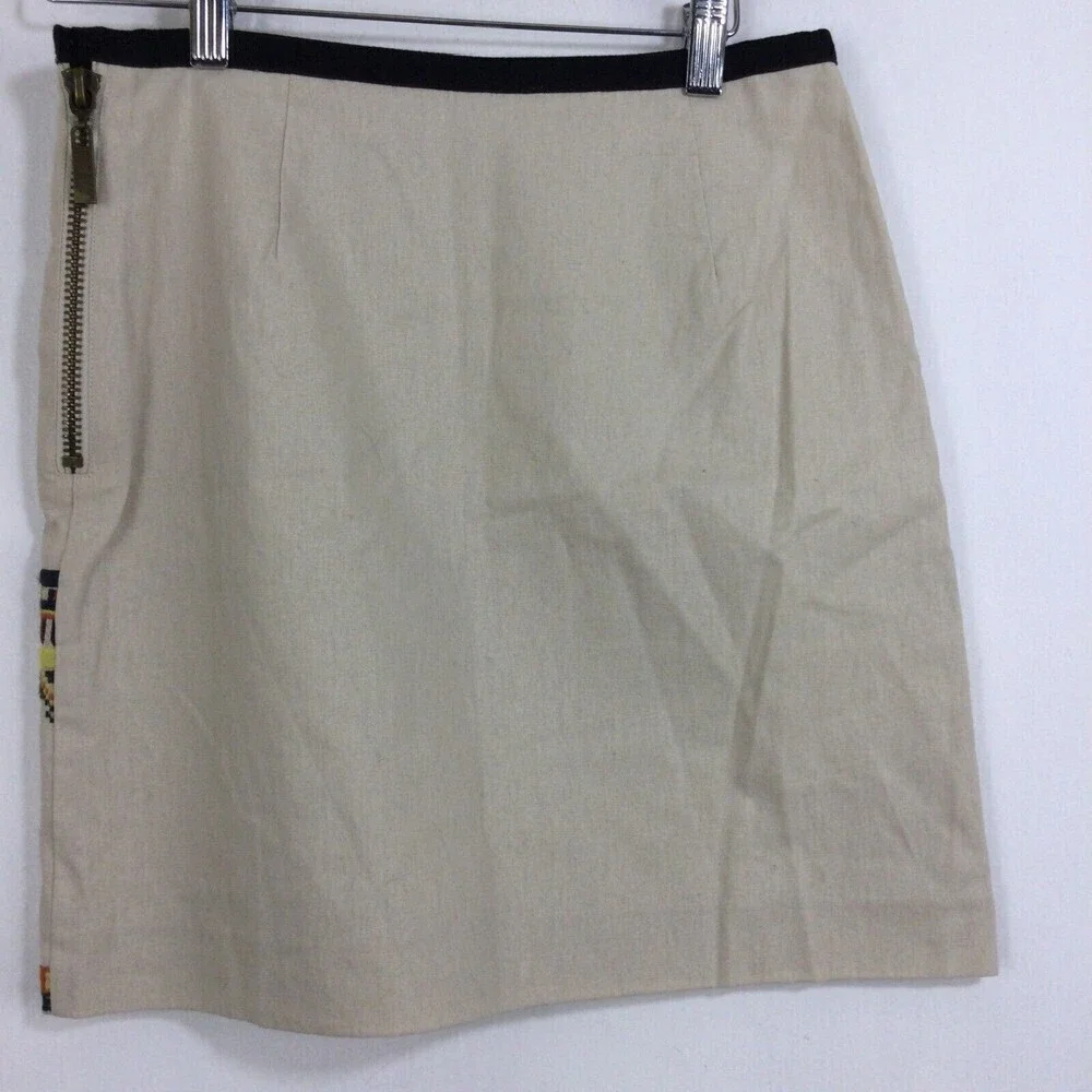 A Loves A Womens Cotton Linen Embroidered Side Zip Knit Mini Skirt Size XS NWT
